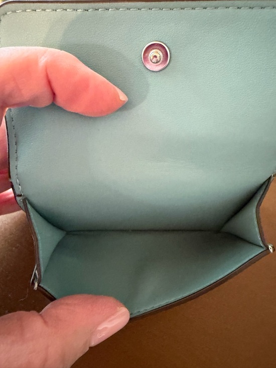 Coach Pebbled Leather Small Wallet in Light Blue - Picture 4 of 14